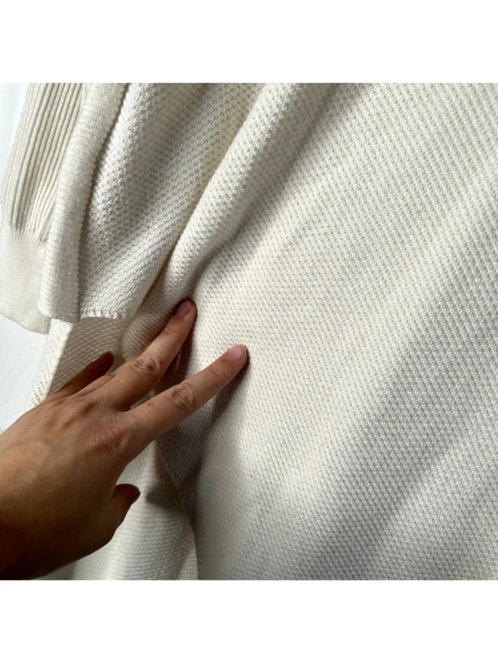 Derek Lam Ivory White Wool Blend V-Neck Knit Tunic Sweater Women's Size Large L